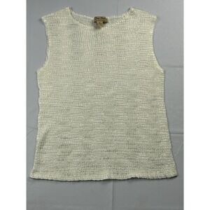 Pleat Pleat By Rafael XL Ivory Crinkle Pleated Top Stretch Textured Minimalist